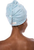 Texere Women's Rayon and Cotton Terry Spa Towel Wrap - Comfortable Cap with Loop and Twist Closure, Robin's Egg