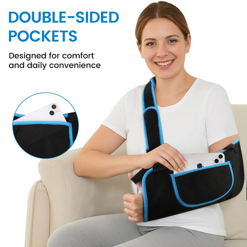 quiheat Immobilizer Elbow Arm Sling Shoulder for Men and Women, Adjustable Rotator Cuff Support Brace, Fit Left
