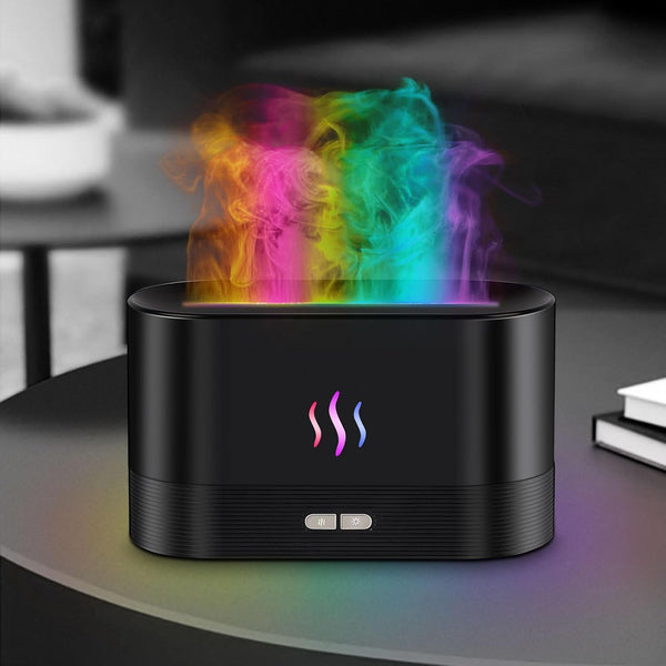 PrawPawtic Flame Essential Oil Diffuser, 180ml Aromatherapy Diffuser with 7-Color LED Lights, Auto
