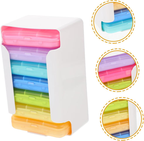 VALICLUD Weekly Travel Medicine Organizer Case Portable Pill Holder with Magnetic Lid Compact Plastic Cute Pill Box
