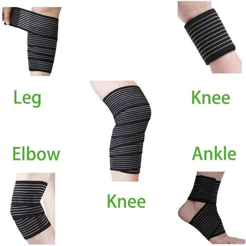 YUIHPA Extra Long Elastic Knee Wrap Compression Bandage Brace Support for Legs, Plantar Fasciitis, Stabilising