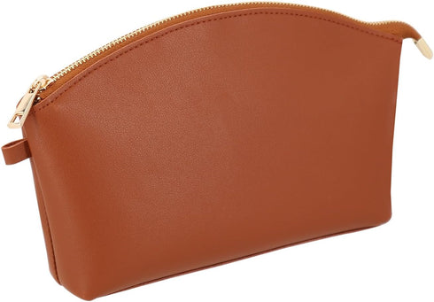 Leather Makeup Bag, Travel Makeup Bag -Perfect Size, Top Zipper Closure, Lined Inside- Makeup Case, Makeup Organizer Bag