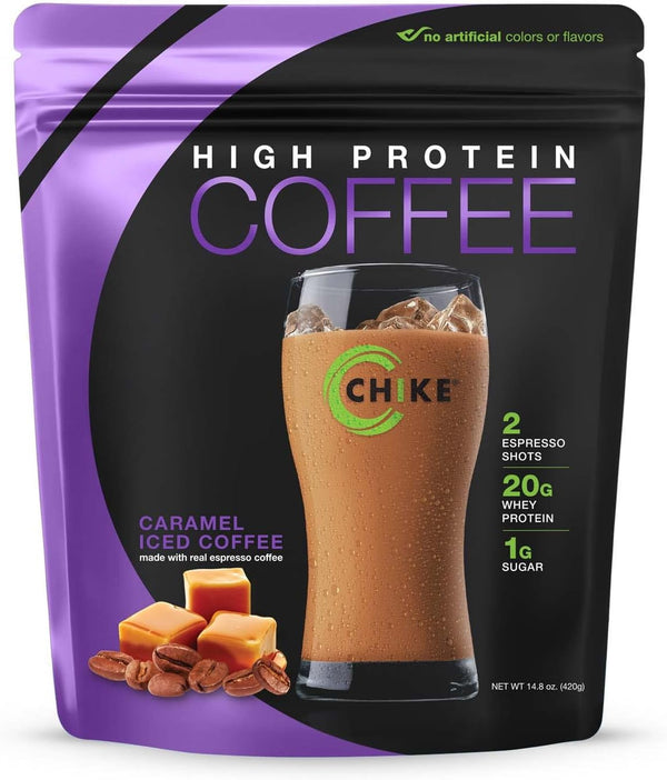 Chike Caramel High Protein Iced Coffee, 20 G Protein, 2 Shots Espresso, 1 G Sugar, Keto Friendly, 14 Servings (14.8