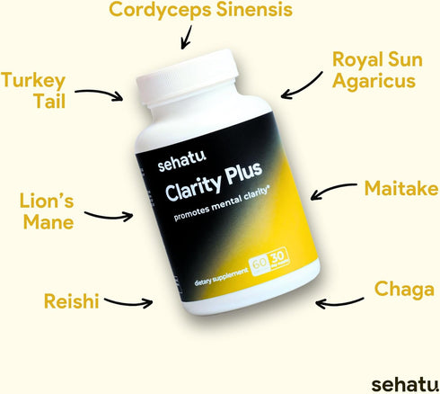 Packed 10 60 Count 30 Clarity Plus Cognitive Wellness Supplement | with Powerful Adaptogenic Mushrooms | Clear Brain