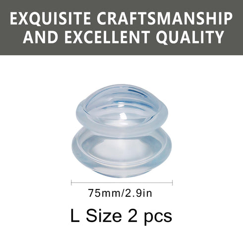 Silicone Cupping Set for Massage Therapy, Professionally Massage Cup (Transparent, L*2 cups)