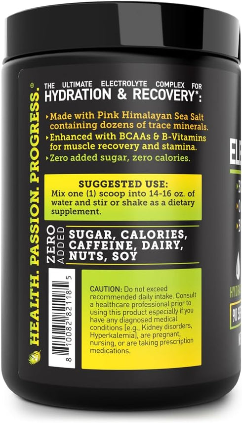 Enhanced Electrolyte Powder (Lemon Lime | 90ct.) with 0 Sugar, BCAAs, B-Vitamins, Potassium, Zinc & Magnesium for