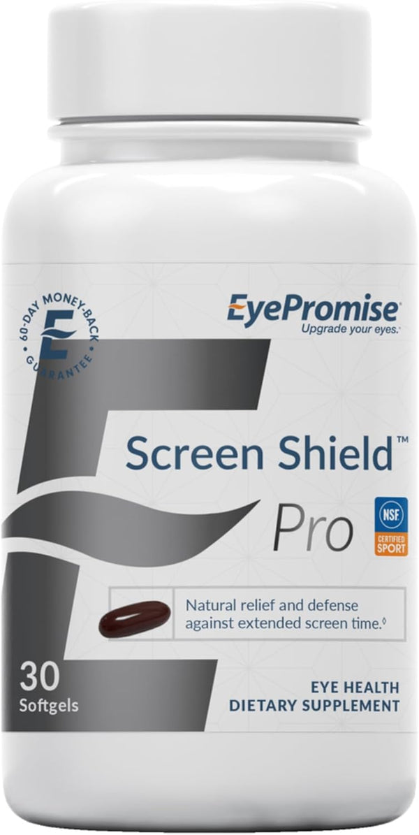EyePromise Screen Shield All-in-One Eye Vitamin, 30 Count Easy-Swallow Softgel Capsules with Omega-3 and Vitamins