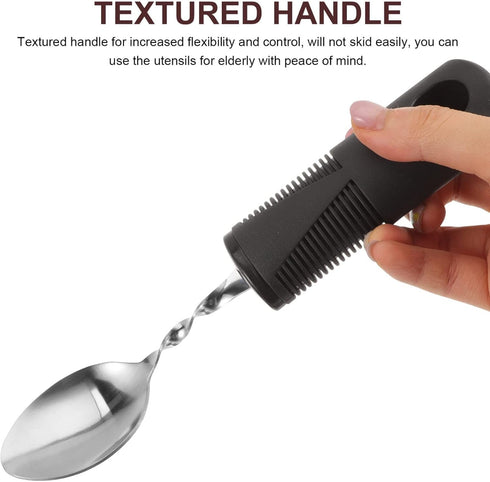3pcs Bendable Cutlery for Elderly, Weighted Adaptive Utensils for Eating Aid, Angled Fork and Spoon