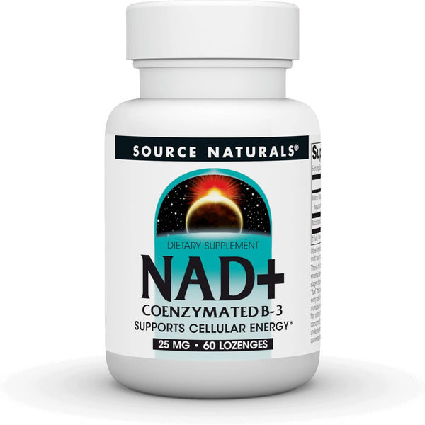 Source Naturals NAD+, Coenzymated B-3, 25 mg, 60 Lozenges - Supports Cellular Energy