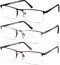 JJWELL 3 Pack Blue Light Blocking Reading Glasses for Men - Anti Computer Glare Eyestrain Readers with Pouches
