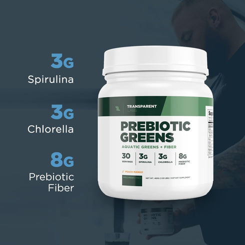 Transparent Labs Prebiotic Greens Superfood Powder & Antioxidants Supplement with Organic Spirulina, Chlorella, Acacia