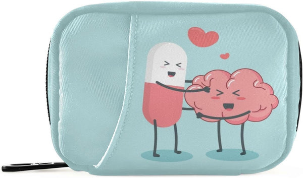 Naanle Happy Pills Pill Box 7 Day Pill Case Bag Travel Pill Organizer