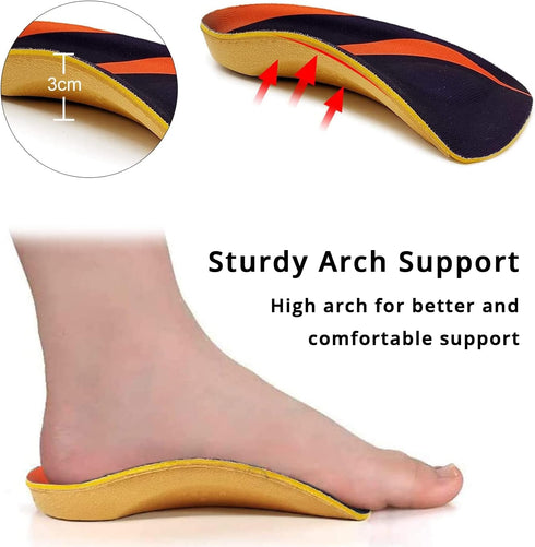 Arch Support Shoe Insert, 3/4 Plantar Fasciitis Inserts High Arch Support Insoles with Metatarsal Pads, Orthotic Inserts for Flat Feet, Relief Plantar Fasciitis, Heel Pain,S