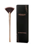 Fan Makeup Brush for Highlighter, Blush, Flutty & Powder Cosmetic Tool with Long Handle & Anti-Champagne Gold Brush