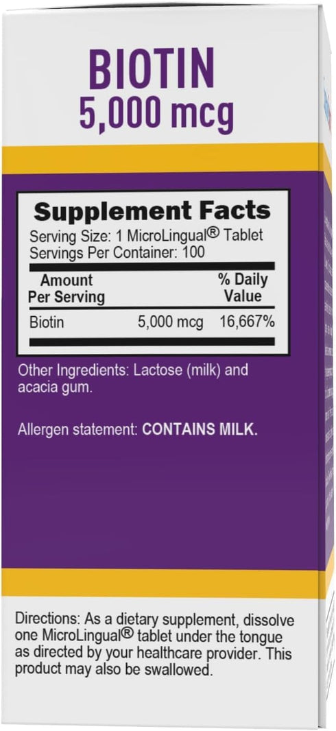 Superior Source Biotin 5000 mcg - 100 Quick Dissolve MicroLingual Tablets for Hair, Skin & Nail Growth
