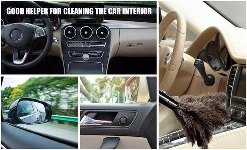 Retractable Ostrich Feather Duster for Cleaning, Fluffy Natural Feather Duster with Retractable Handle, 15 inch