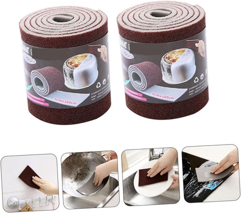 2 Rolls Emery Scrub Sponge Kitchen Cleaning Brush, Non Abrasive Dish Brush Scrubber Sponges