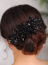 Women Dainty Black Rhinestones Crystal Wedding Hair Comb, Luxurious Bridal Side Hair Accessories