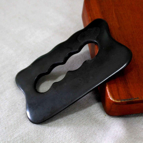 Gua Sha Massage Tool - Bian Stone for Soft Tissue Scraping, Used for Back, Legs, Arms, Neck, Shoulder (Black)