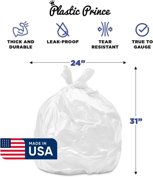 13 Gallon Heavy Duty Trash Bags, 12-16 Gallon Black Kitchen Bags, 1.3 Mil, 50 Pack, White