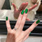 St. Patrick’s Day Green Press on Nails, Shiny Cat Eye Short Square False Nails with Glitter Designs