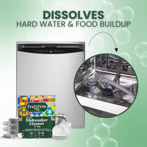 Truly Free Auto Dishwasher Cleaner, 1 Pack - Natural Concentrated Formula for Sparkling Clean Dishes, No Harmful