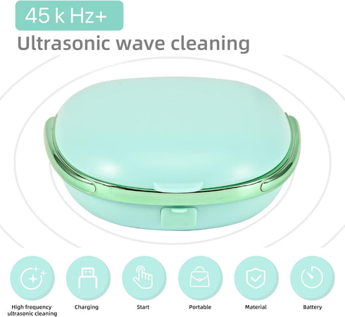 MV5 Ultrasonic Contact Lens Cleaner, Portable with USB Charger, Fits Disposable Soft, Colored & RGP OK Lenses (Blue)