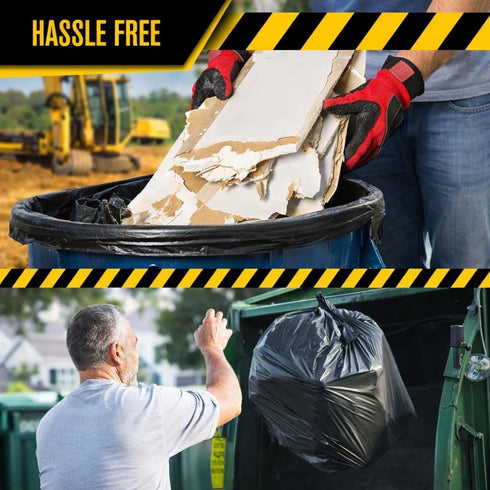 TIMPHO 42 50 Count Gallon Heavy Duty Trash Bags, Large Outdoor Garbage Bags, Tear Resistant Contractor Bags for Yard