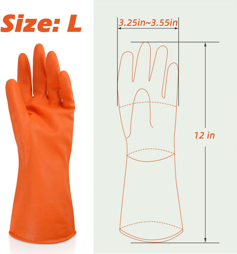 Cleanbear Cleaning Gloves, Large Reusable Nitrile Glove Set of 3 Pairs for Household Cleaning, 12 Inches