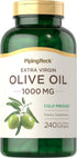 Piping Rock Olive Oil Softgels, 1000mg | 240 Count | Extra Virgin Olive Oil | Cold Pressed Supplement | Gluten Free,