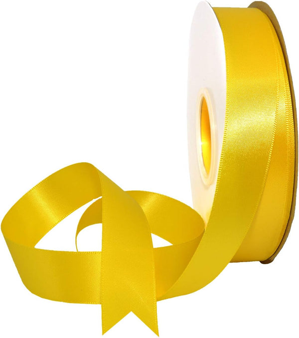 Morex Ribbon Double Face Satin Ribbon 7/8" X 50 YD Daffodil for Gift Wrapping, Birthday Gift Cards, Satin Dress, Silk