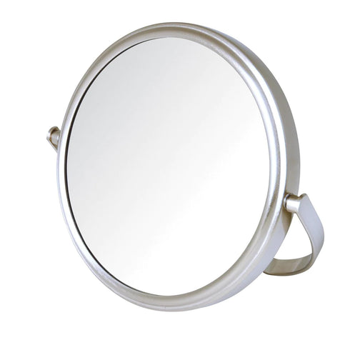 Model's Choice Two-Sided Tabletop Makeup Mirror - 5X Magnification & Swivel Design, Portable 5.5-Inch Diameter, Nickel