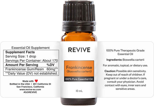 Revive Essential Oils Frankincense Boswellia Carterii 10mL Essential Oil - 100% Pure Therapeutic Grade