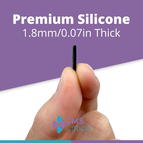 GMS Optical 1.8mm Reg-Thin/13mm Short Length, Small Adhesive Contoured Silicone Eyeglass Nose Pads, 5 Pair, Black