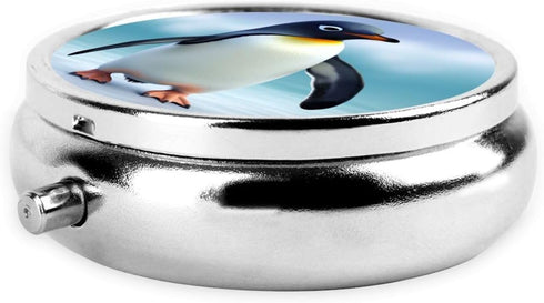 NBSKSDLK 3 Cute Penguin Pill Box with Mirror Compartment Decorative Pill Case for Purse or Pocket Small Round Pill