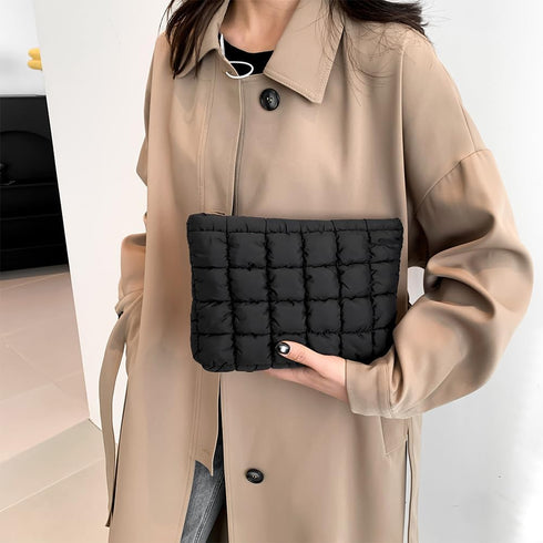 Puffy Quilted Makeup Bag Cosmetic Bags Travel Cute Puffer Solid Toiletry Organizer Pouch Storage Clutch for Women