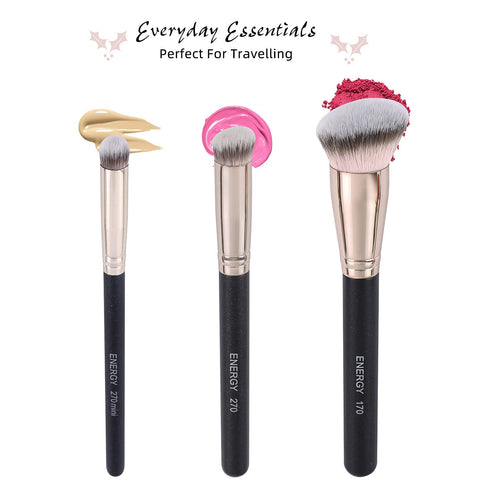ENERGY Makeup Brushes - Professional Kabuki Foundation Brush and Concealer Brush Set with Travel Case