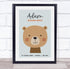 The Card Zoo New Baby Birth Details Nursery Christening Cute Bear Face Keepsake Gift Print