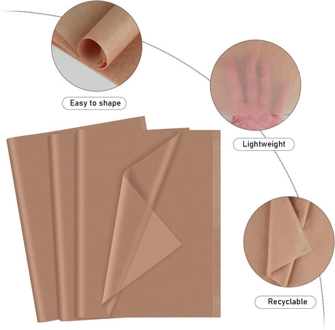 NEBURORA 120 Sheets Brown Tissue Paper 14 x 20 Inches Dark Brown Bulk Wrap Paper Sheets for Gift Bags Birthday
