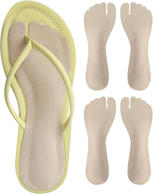 2 Pairs Pigskin Flip Flop Insoles, Anti-Slip and Pain Relief, Self Adhesive Cushion Insert for Thong Sandals, High