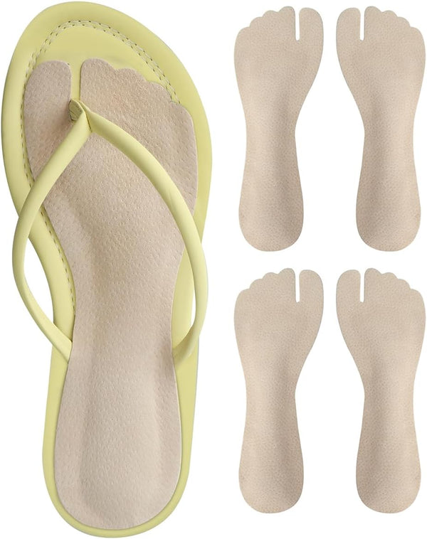 2 Pairs Pigskin Flip Flop Insoles, Anti-Slip and Pain Relief, Self Adhesive Cushion Insert for Thong Sandals, High