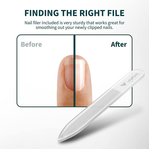 Nail Clippers with Catcher, No Splash Fingernail Toenail Clippers with Sharp Curved Blade and Glass Nail File