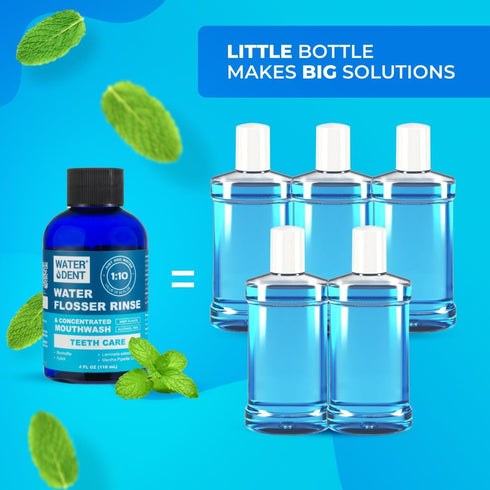 Concentrated Water Flosser Rinse, Mint Flavor, Alcohol Free, 44 fl.oz - Made in USA