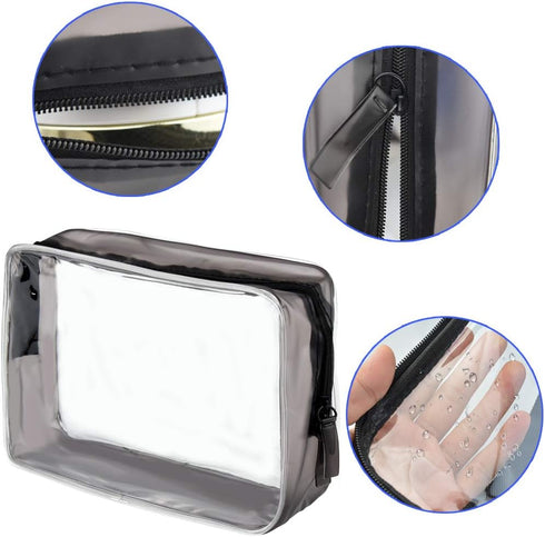 5 Packs Clear TSA Approved Cosmetics Bag - Portable Waterproof Makeup Pouch for Travel, Bathroom, Organizing