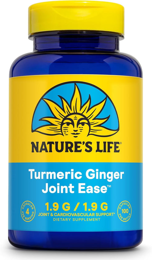 Nature's Life Turmeric Ginger Joint Ease, 100 Gelatin Capsules, Non-GMO