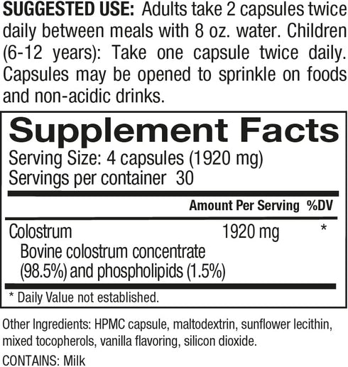 Colostrum-LD Colostrum Capsules - 120 Count with Liposomal Delivery