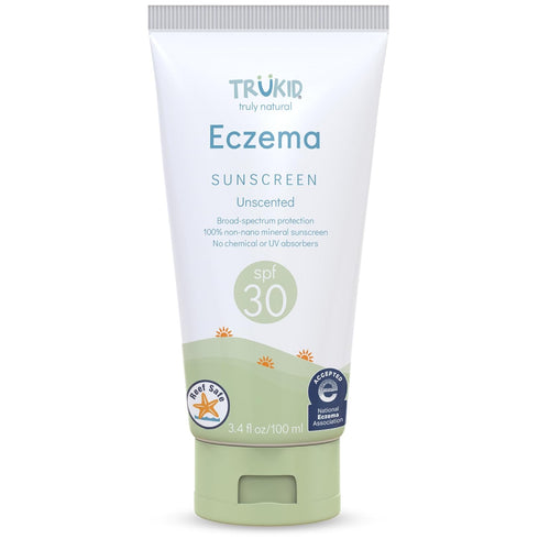 TruKid Eczema Mineral Sunscreen SPF 30, All Natural Kids & Baby, Non-Toxic Zinc Oxide, Travel Size 3.4oz