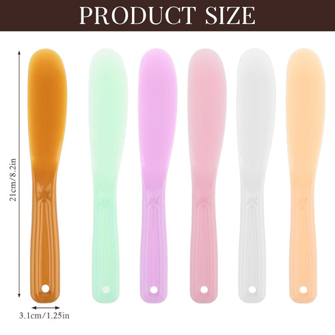 Qianyu 6Pcs Large Makeup Scoops Spatulas Plastic Cosmetic Spatula Face Mask Spoon Stick Applicator Beauty Spa Facial Skin Care Tools for DIY Cream Lotions Moisturizers Mixing and Sampling
