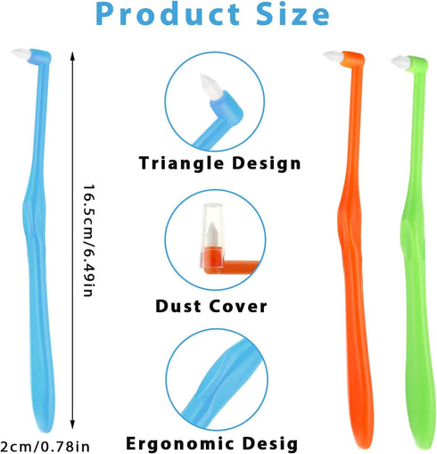 5 Pcs Single End Tufted Toothbrush, Interspace Tapered Trim Tooth Cleaner for Orthodontic Detail Cleaning