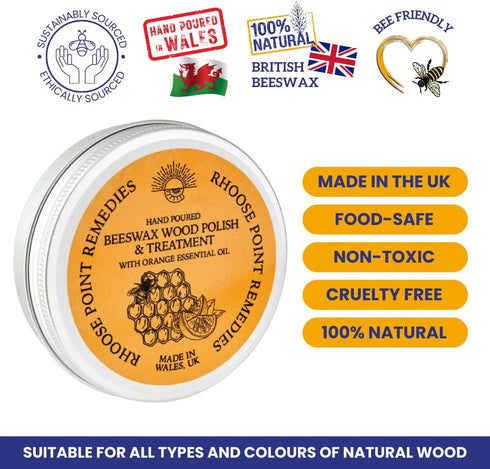 Beeswax Furniture Polish & Conditioner (Orange 3.4 Fl Oz) | Enhances Natural Beauty of Wood | Seals & Protects for
